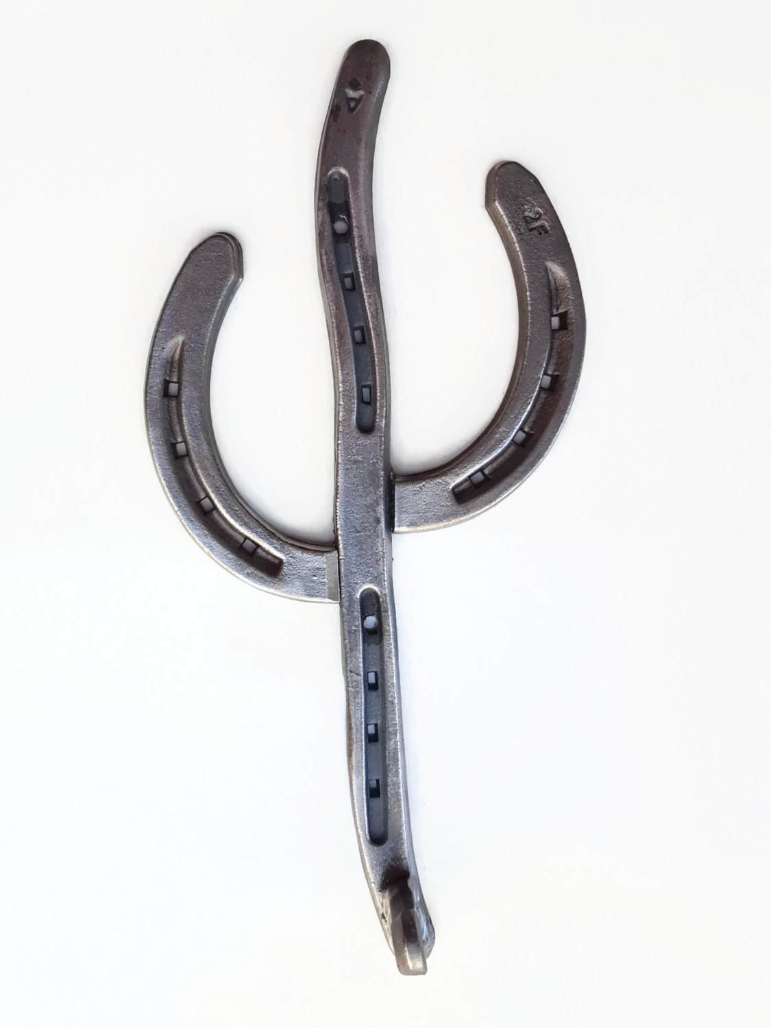 Rustic Horseshoe Cactus Hanger Hooks - Set of 3