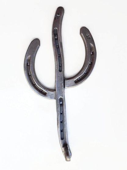 Rustic Horseshoe Cactus Hanger Hooks - Set of 3