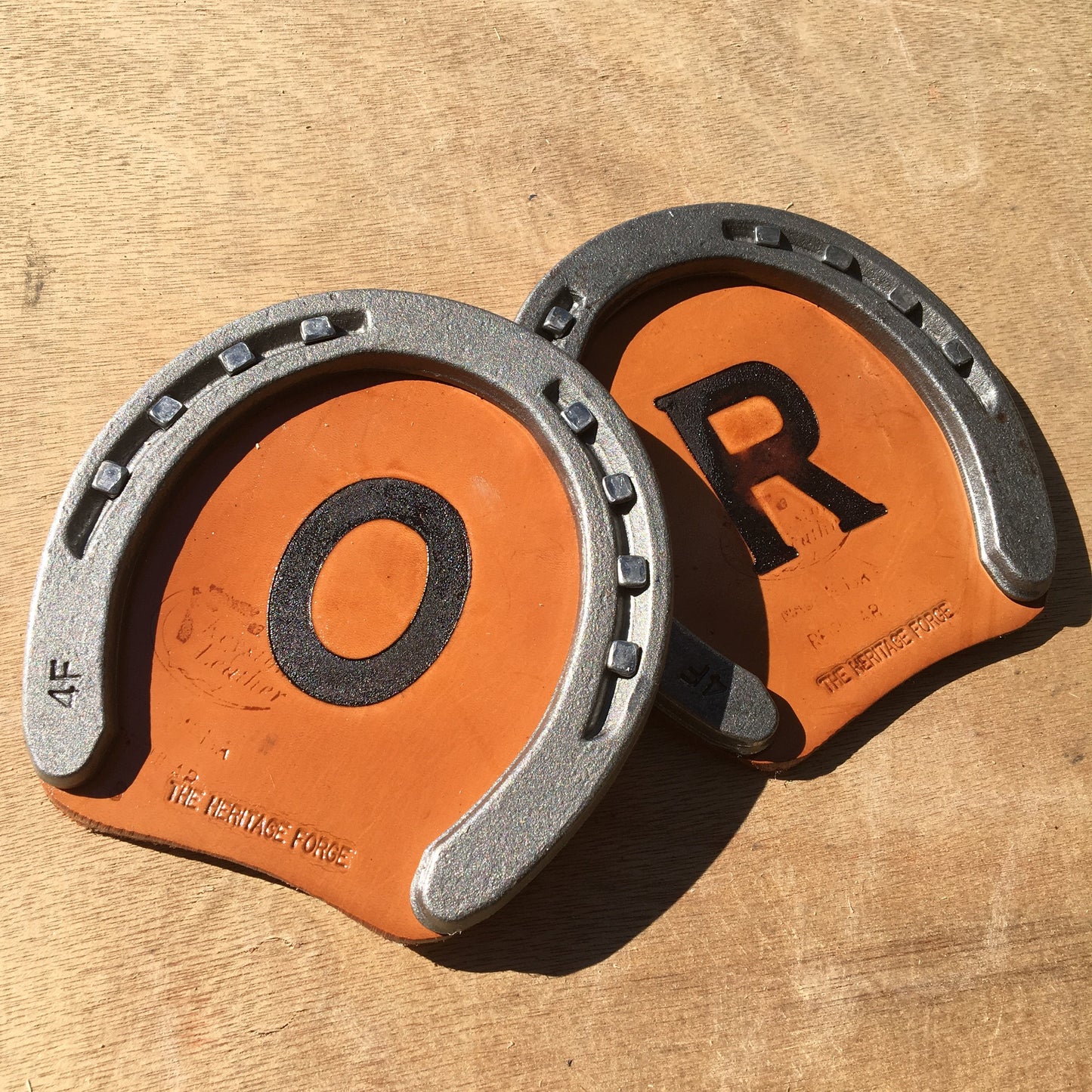 Personalized Horseshoe Drink Coaster with Branded Leather - The Heritage Forge