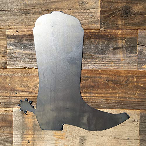 The Heritage Forge Rustic Home, Boot with Spur Sign 14 x 15, Farmhouse, Metal Words, Kitchen Wall Decor, Home Decor, Farmhouse Sign