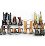 Rustic Double Decker Horseshoe Boot Rack - 8 pairs - The Heritage Forge