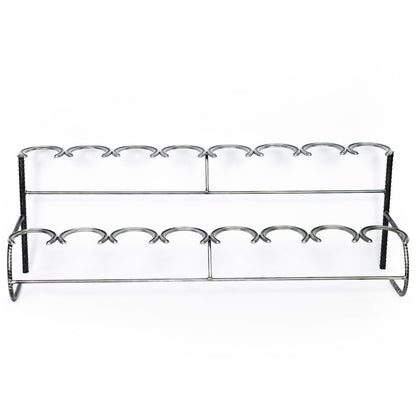 Rustic Double Decker Horseshoe Boot Rack - 8 pairs - The Heritage Forge