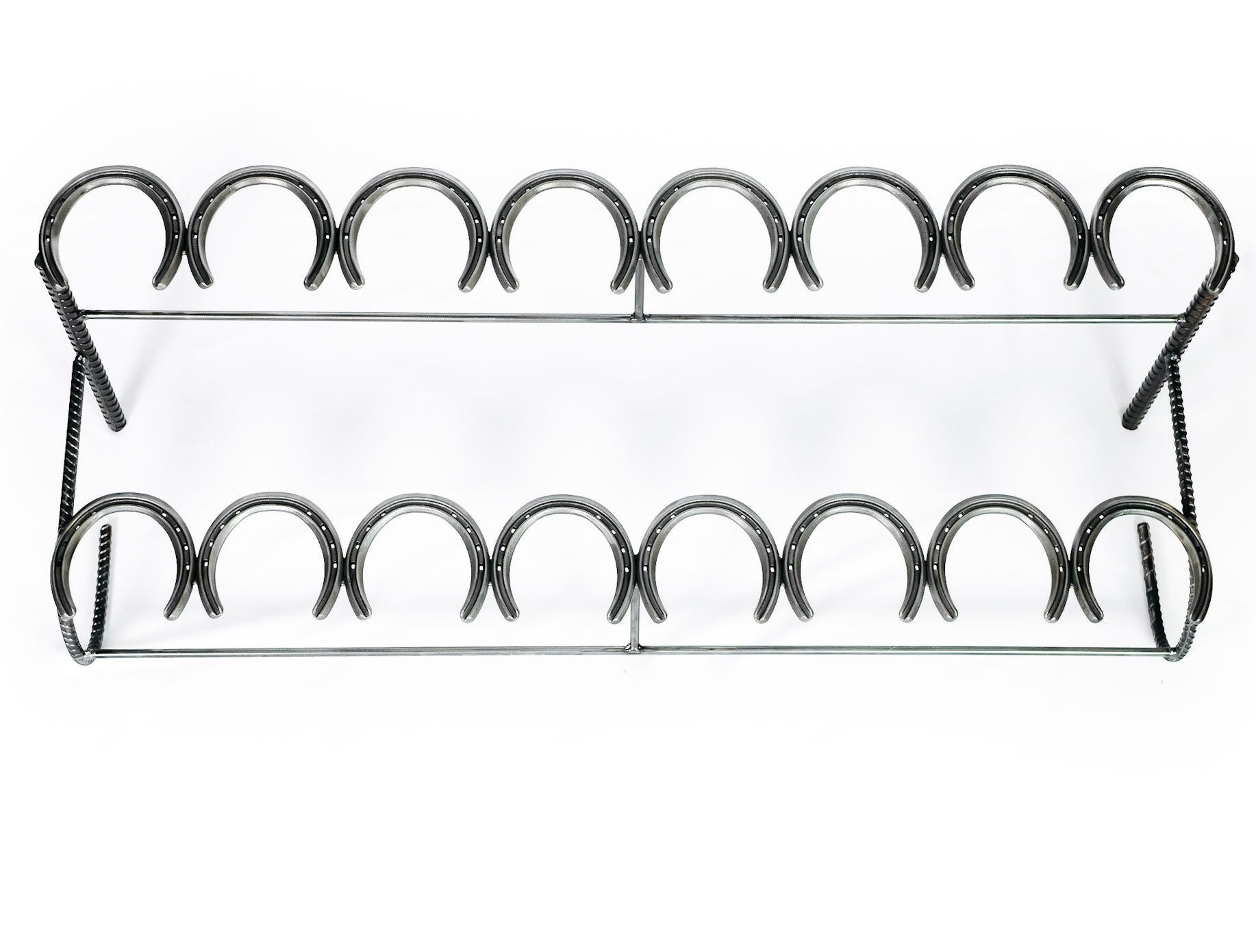 Rustic Double Decker Horseshoe Boot Rack - 8 pairs - The Heritage Forge