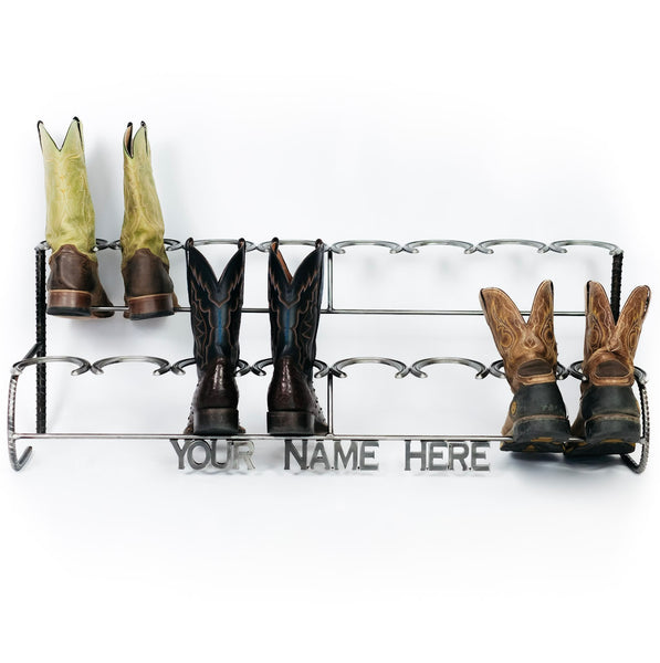 Horseshoe boot rack