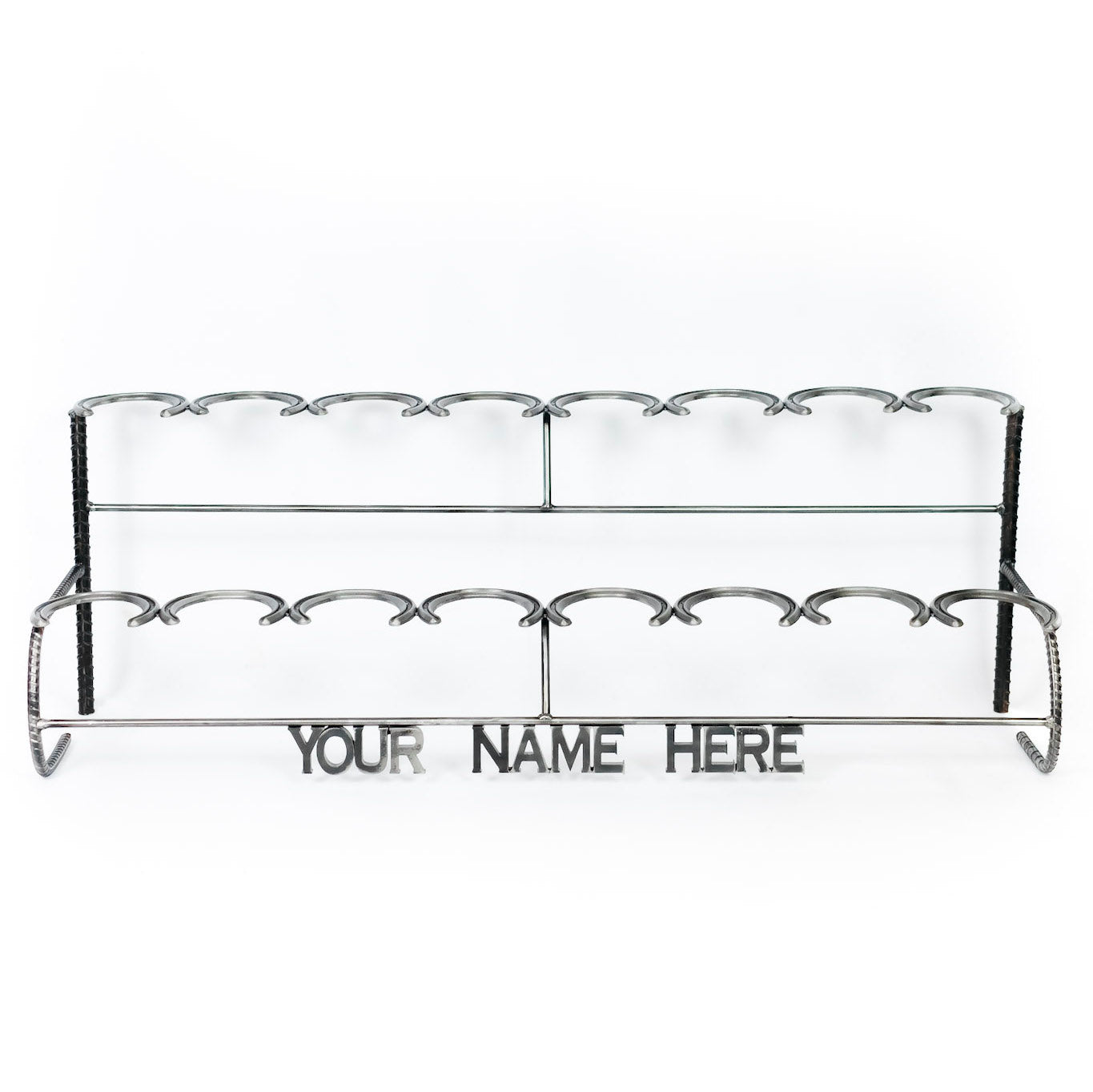 Rustic Double Decker Horseshoe Boot Rack - 8 pairs - The Heritage Forge