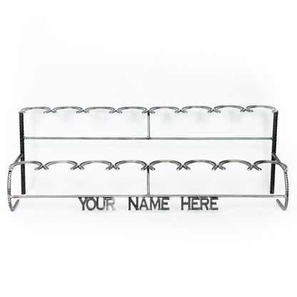 Rustic Double Decker Horseshoe Boot Rack - 8 pairs - The Heritage Forge