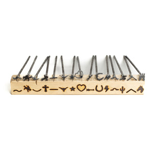 Mini 3/4" Branding Irons - Assorted Characters - For Branding Hats, Leather, Wood, Felt, Cowhide - 8" Straight Handles - The Heritage Forge