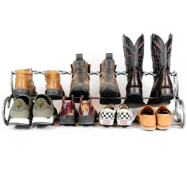 Rustic Horseshoe Boot Rack with Shoe Rack – The Heritage Forge