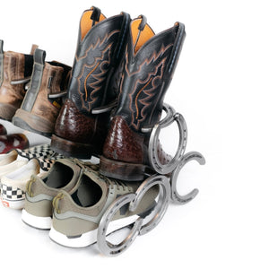 Rustic Horseshoe Boot Rack with Shoe Rack