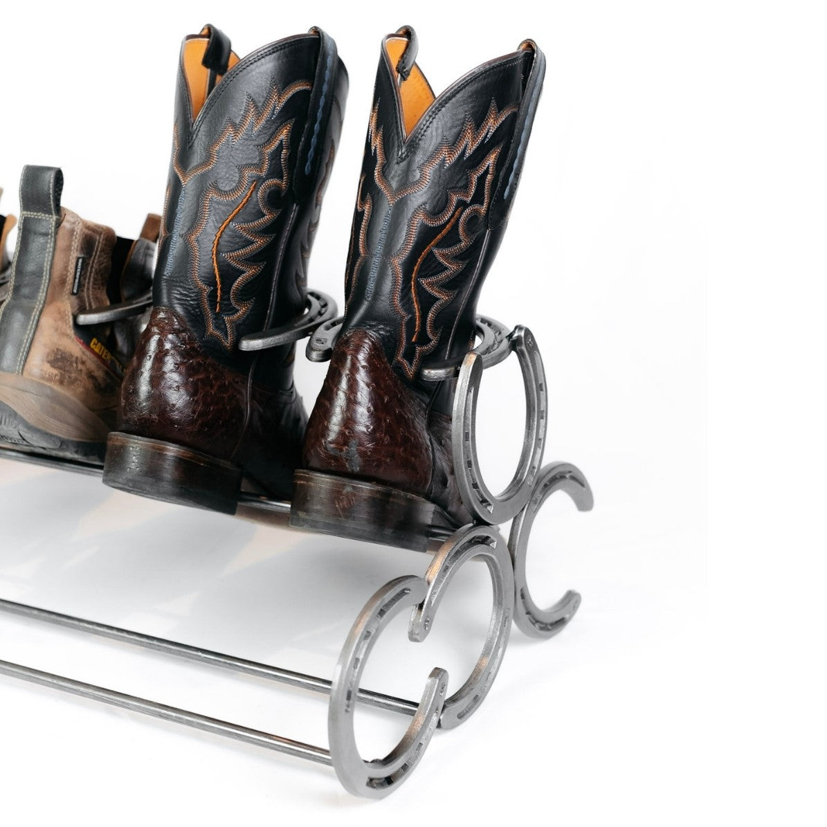 Rustic Horseshoe Boot Rack with Shoe Rack – The Heritage Forge