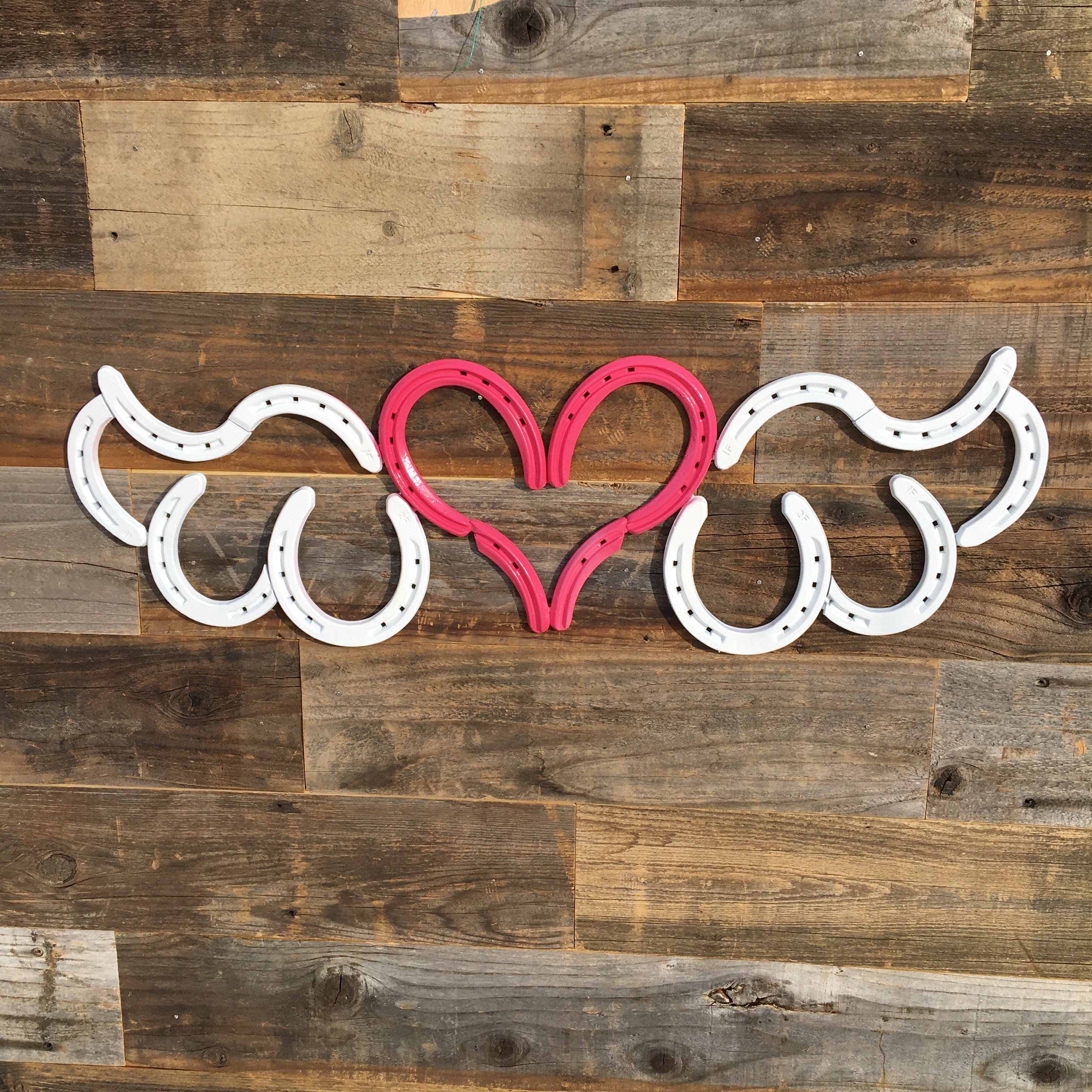 Horseshoe Heart with Wings - Pink and White - The Heritage Forge