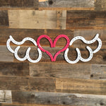 Horseshoe Heart with Wings - Pink and White - The Heritage Forge