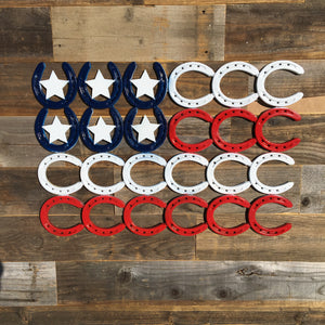 Made In America Rustic Horseshoe American Flag - Natural Metal - The Heritage Forge