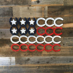 Made In America Rustic Horseshoe American Flag - Natural Metal - The Heritage Forge