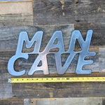 Rustic Home, Man Cave Sign 18 x 9,  Farmhouse, Metal Words, Kitchen Wall Decor, Home Decor, Farmhouse Sign