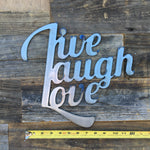 Rustic Home, Live Laugh Love Sign 12 x 12,  Farmhouse, Metal Words, Kitchen Wall Decor, Home Decor, Farmhouse Sign, Motivational