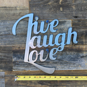 Rustic Home, Live Laugh Love Sign 12 x 12,  Farmhouse, Metal Words, Kitchen Wall Decor, Home Decor, Farmhouse Sign, Motivational