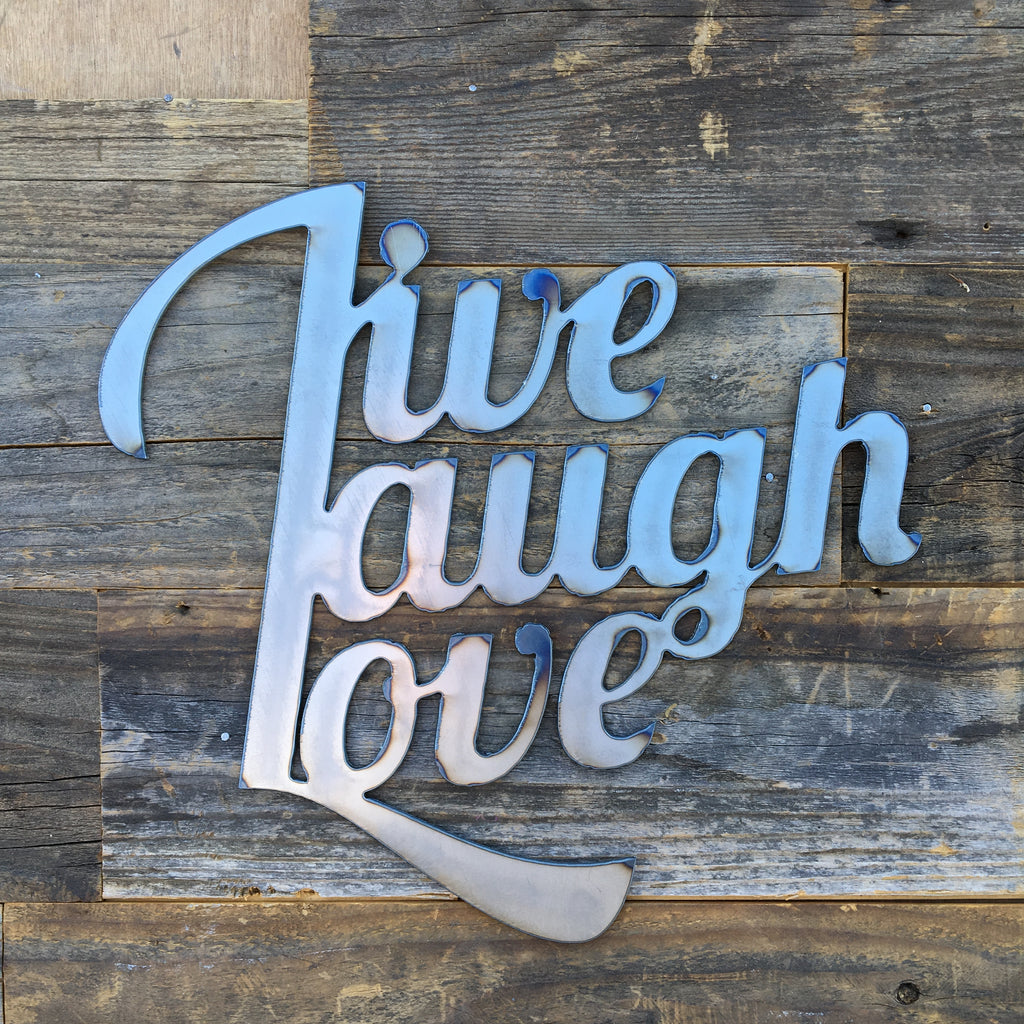 Rustic Home, Live Laugh Love Sign 12 x 12,  Farmhouse, Metal Words, Kitchen Wall Decor, Home Decor, Farmhouse Sign, Motivational