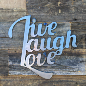 Rustic Home, Live Laugh Love Sign 12 x 12,  Farmhouse, Metal Words, Kitchen Wall Decor, Home Decor, Farmhouse Sign, Motivational