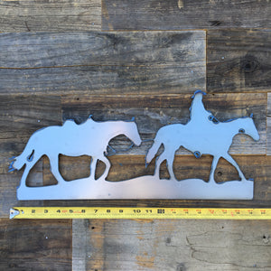 Rustic Home, Cowboy Leading Horse 20 x 9,  Farmhouse, Metal Words, Kitchen Wall Decor, Home Decor, Farmhouse Sign, Motivational, Christian