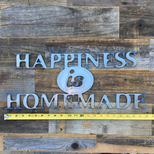 Rustic Home, Happiness is Homemade 22 x 9,  Farmhouse, Metal Words, Kitchen Wall Decor, Home Decor, Farmhouse Sign, Motivational, Christian