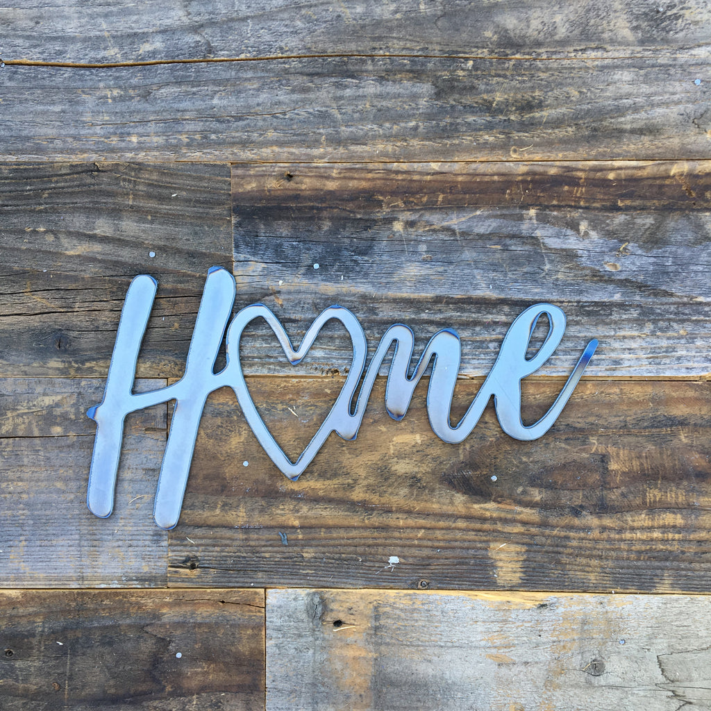 Rustic Home, Home with a Heart 12 x 6,  Farmhouse, Metal Words, Kitchen Wall Decor, Home Decor, Farmhouse Sign, Motivational