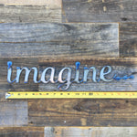 Rustic Home, Imagine 18 x 4,  Farmhouse, Metal Words, Kitchen Wall Decor, Home Decor, Farmhouse Sign, Motivational