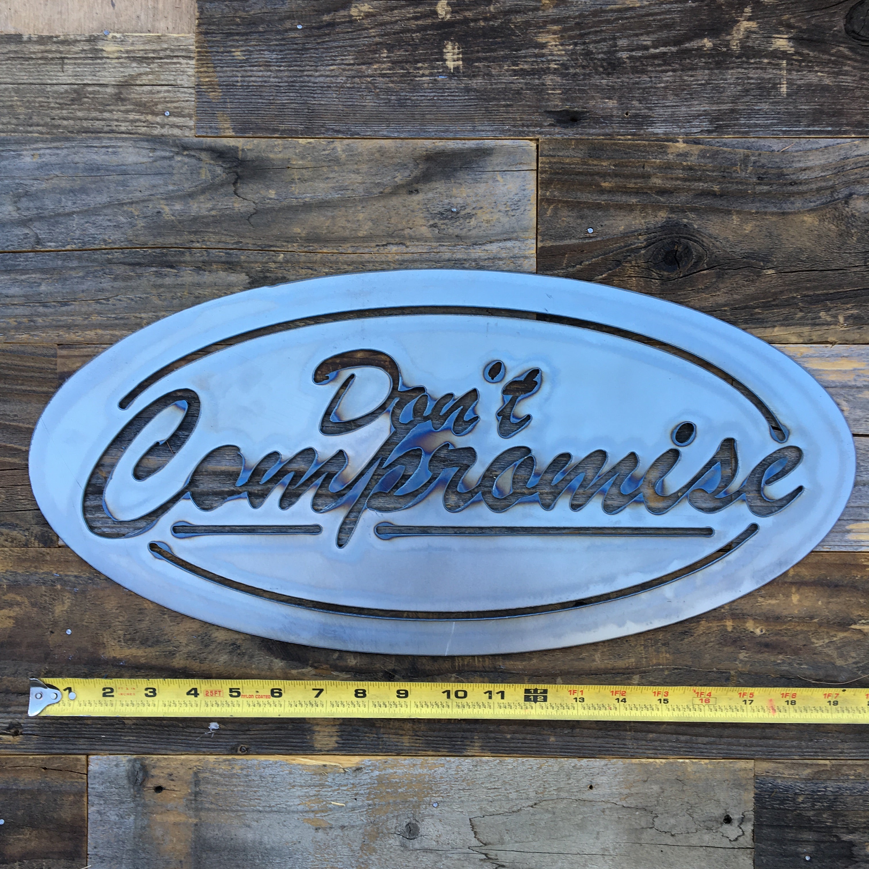 Rustic Home, Don't Compromise 20 x 10,  Farmhouse, Metal Words, Kitchen Wall Decor, Home Decor, Farmhouse Sign, Motivational