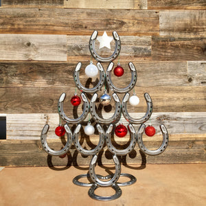 Rustic Horseshoe Christmas Tree with Star and Ornaments - Catch the luck - The Heritage Forge