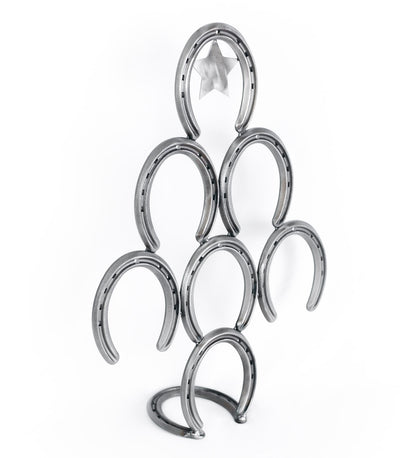 Mini Rustic Horseshoe Christmas Tree with Star and Ornaments - Downward - The Heritage Forge