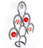 Mini Rustic Horseshoe Christmas Tree with Star and Ornaments - Downward - The Heritage Forge