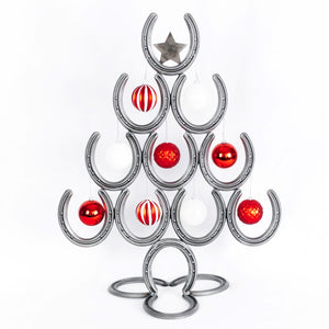 Rustic Horseshoe Christmas Tree with Star and Ornaments - Catch the luck - The Heritage Forge