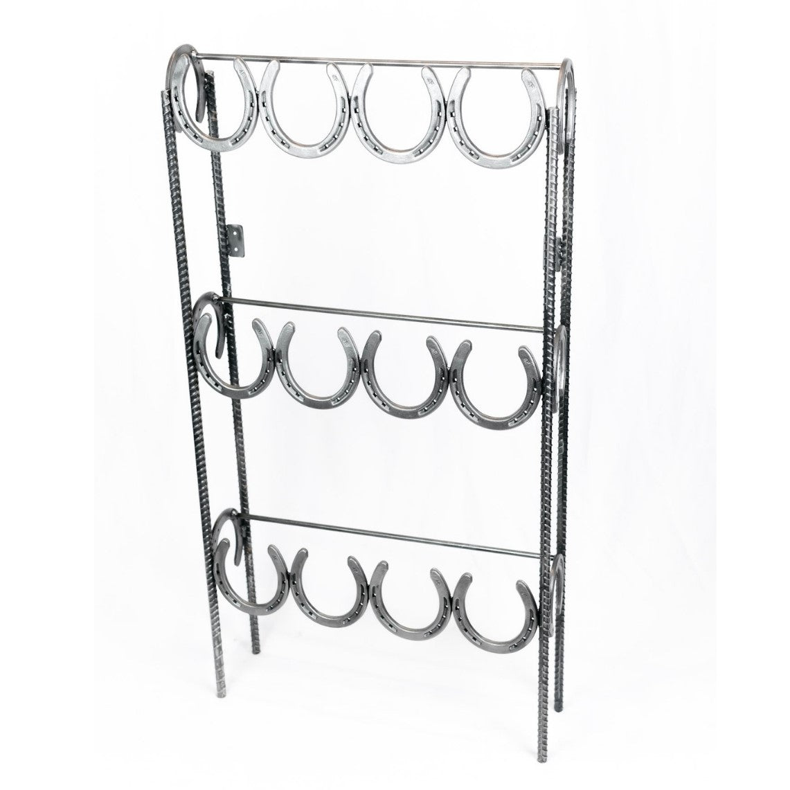 Rustic Standing Horseshoe Boot Rack - 6 Pairs - The Heritage Forge