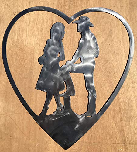 The Heritage Forge Rustic Home, Cowboy and Cowgirl in Heart Sign 22 x 8, Farmhouse, Metal Words, Kitchen Wall Decor, Home Decor, Farmhouse Sign