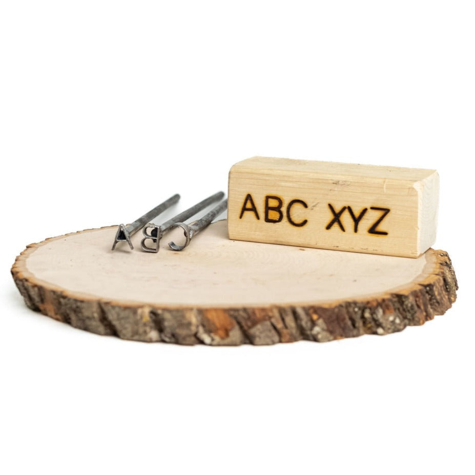 A-Z Alphabet Branding Irons - 1/2" Tall - 8" Straight Steel Handles - Custom Cowboy Monogram - The Heritage Forge