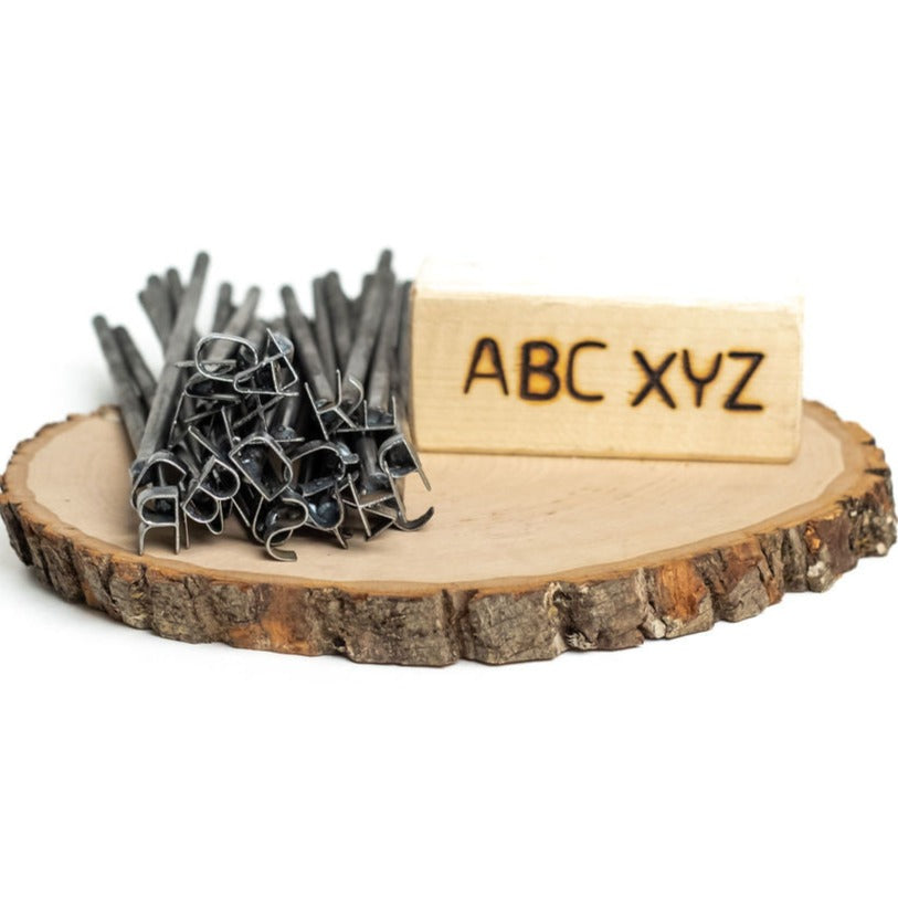 A-Z Alphabet Branding Irons - 1/2" Tall - 8" Straight Steel Handles - Custom Cowboy Monogram - The Heritage Forge