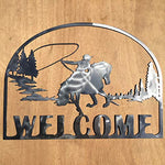 The Heritage Forge Rustic Home, Roping Cowboy Welcome Sign 20 x 15, Farmhouse, Metal Words, Kitchen Wall Decor, Home Decor, Farmhouse Sign, Motivational