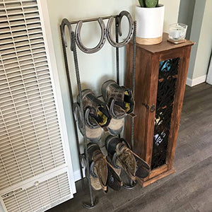 Rustic Standing Horseshoe Boot Rack - 3 Pairs - The Heritage Forge