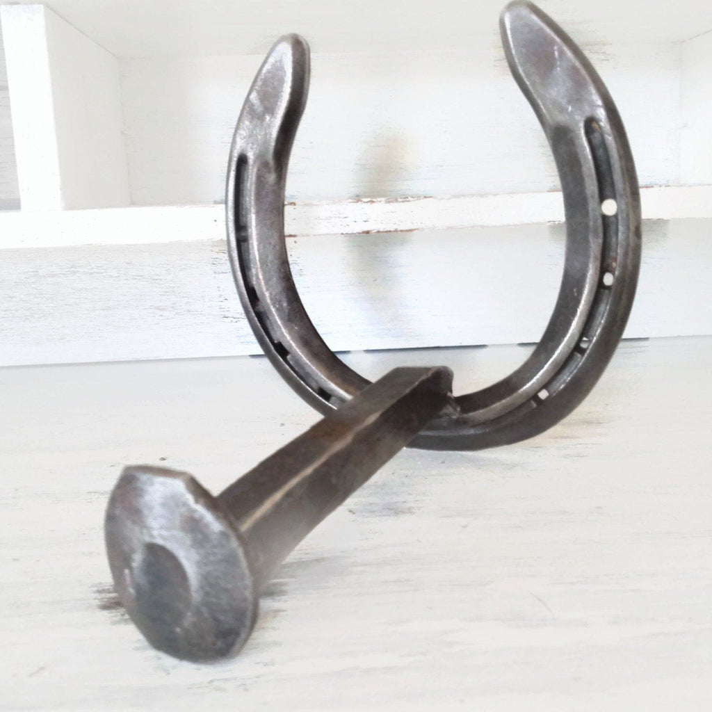 Rustic Horseshoe Railroad Spike Hook - The Heritage Forge