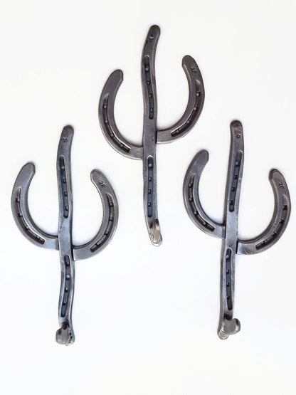 Rustic Horseshoe Cactus Hanger Hooks - Set of 3