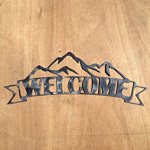 The Heritage Forge Rustic Home, Mountain Welcome Sign in Ribbon 19 x 7, Motivational, Metal Words, Kitchen Wall Decor, Home Decor, Farmhouse Sign, Motivational